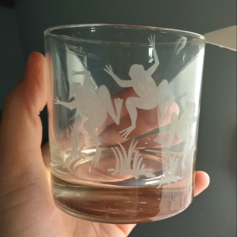 Set of 4 Etched Frog Glasses